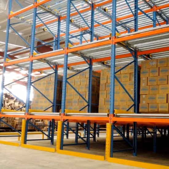 Warehouse Fifo Storage Racking System Flow Through Pallet Roller Racking